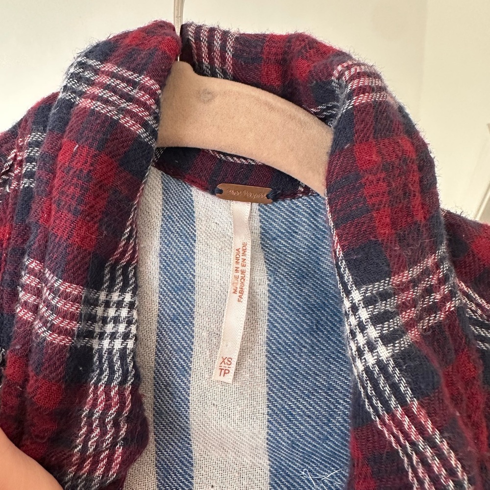 Free People Silver Sequin Plaid Button-Up Shirt - Picture 4 of 11
